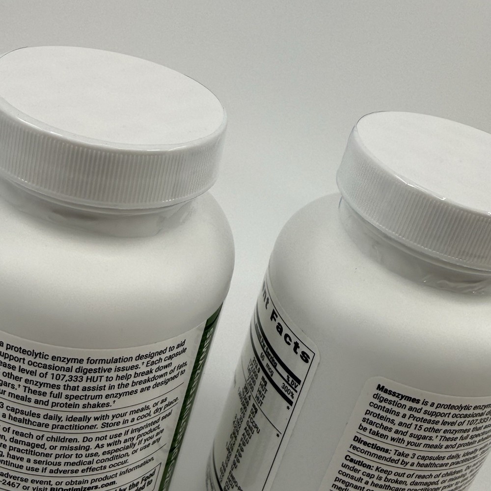 2 PACK Bioptimizers Masszymes 250 Caps Advanced Proteolytic Enzyme 4.0 Version