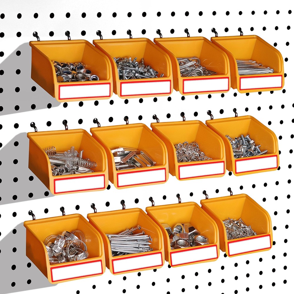 12 Pack Pegboard Bins Kit Storage Tool Workbench Bins Hardware Organizer