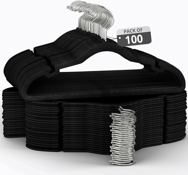 Non-Slip Velvet Clothes Hangers – 30/50/100/200 Pack, Black, Gray, Ivory