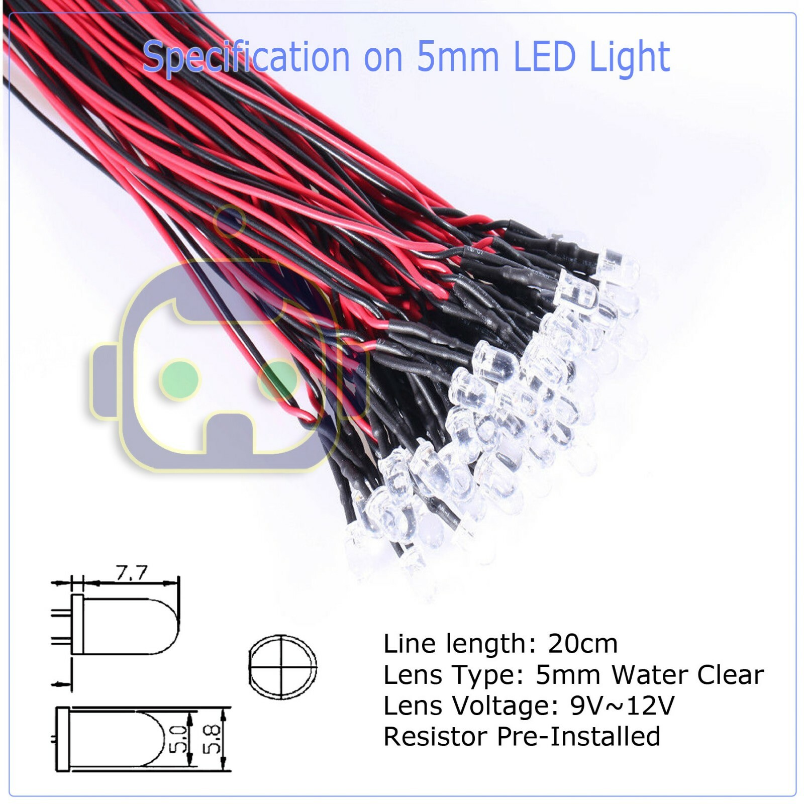 1.8mm 2mm 3mm 5mm 8mm 10mm Pre Wired LED DC9-12V Lights Emitting Diodes