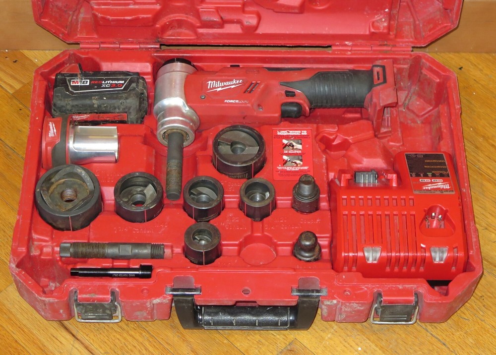 Milwaukee M18 ForceLogic 6T Knockout Punch Tool 1/2"-2" Dies & Rapid Reset Stud