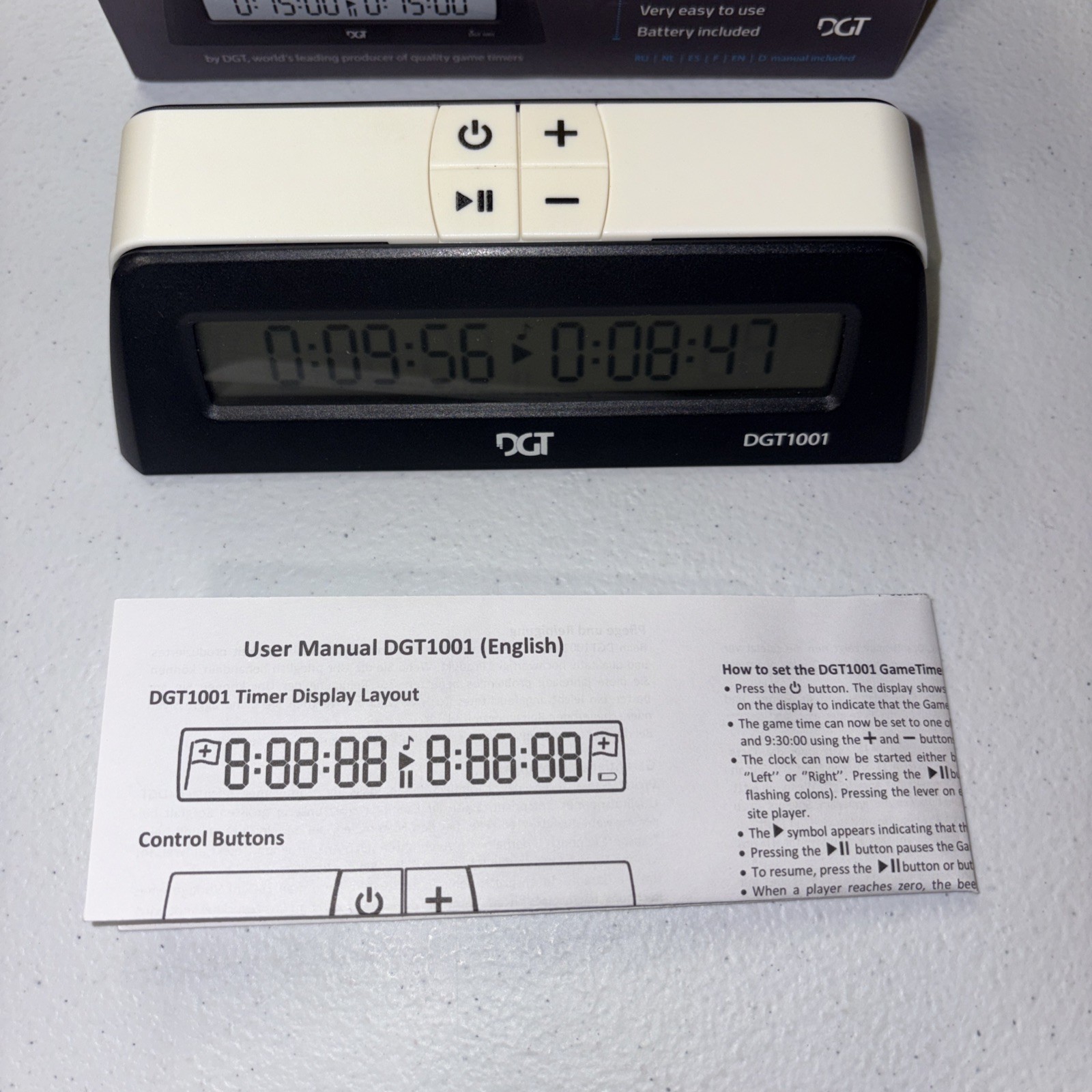 DGT 1001 Universal Game Timer Digital Chess Clock Black/White