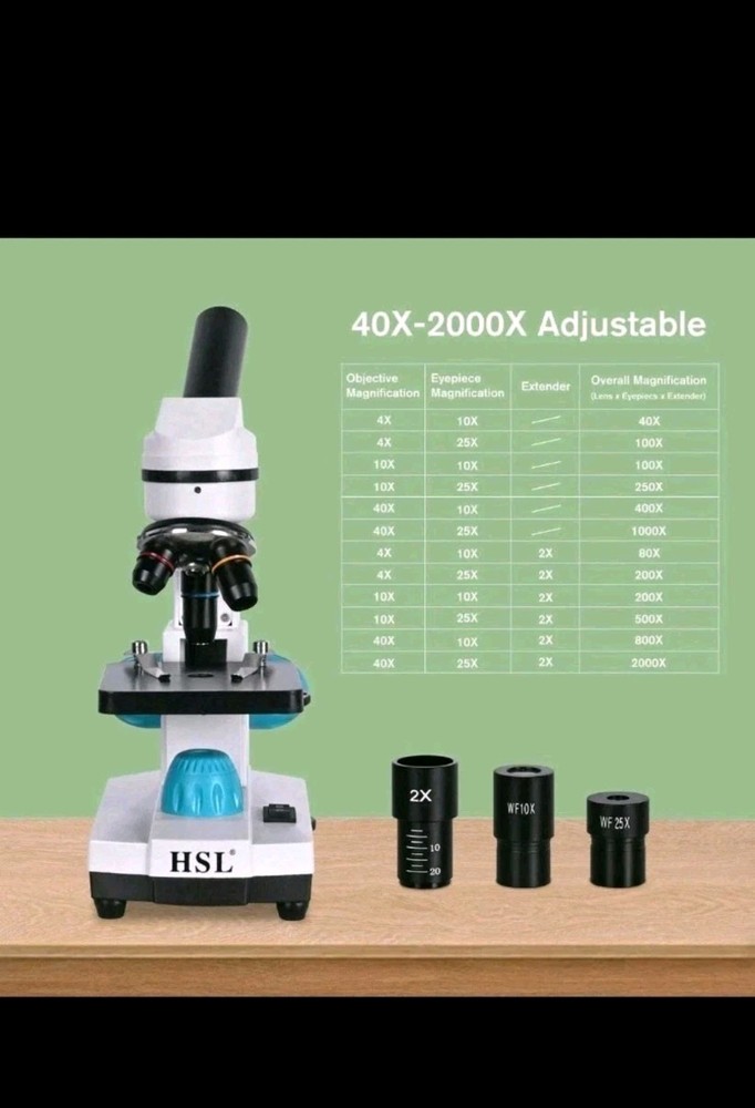 HSL 40X-2000X Microscope for Kids, Monocular Microscope Students Set +Handbag...