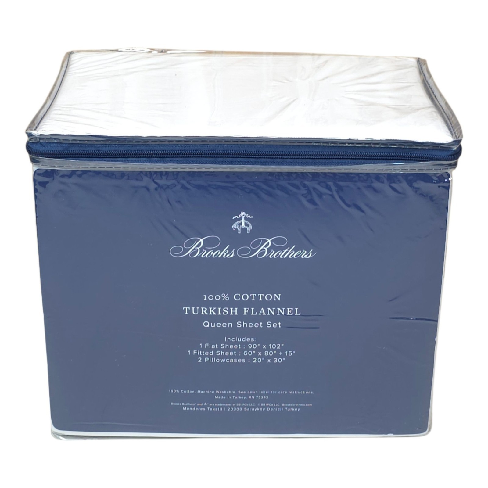 Brooks Brothers 100% Cotton Turkish Flannel Queen Sheet Set White