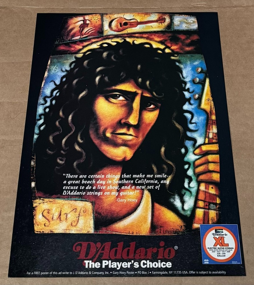 D'Addario Strings - GARY HOEY -  1995 Print Advertisement