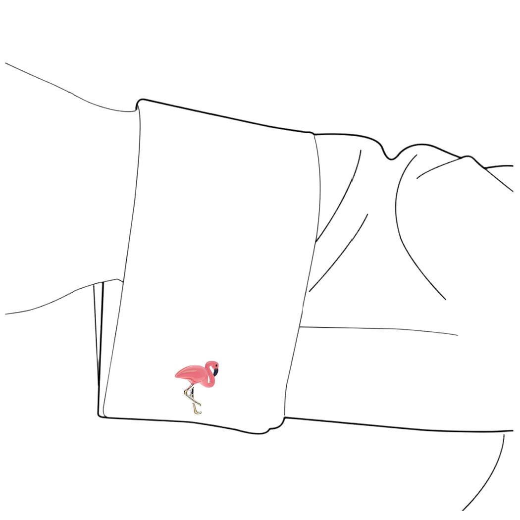 FLAMINGO CUFFLINKS Pink Tropical Bird Rich Color Wedding Groom Best Man GIFT BAG