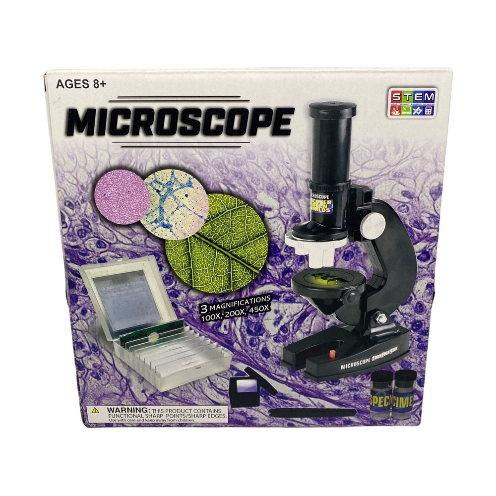 STEM Microscope With Light Source 100x, 200x, 450x, Kids, Educational, Ages 8+