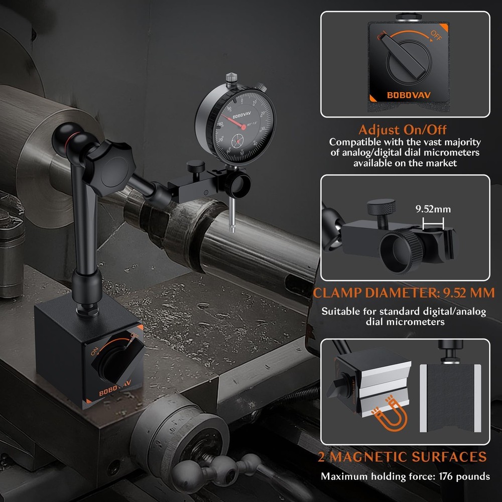 BOBOVAV Dial Indicator with Magnetic Base