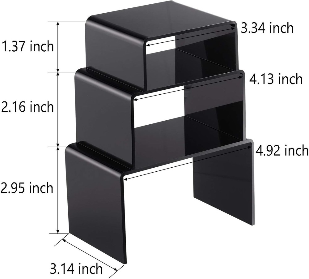 2 Sets Acrylic Display Risers Black Small