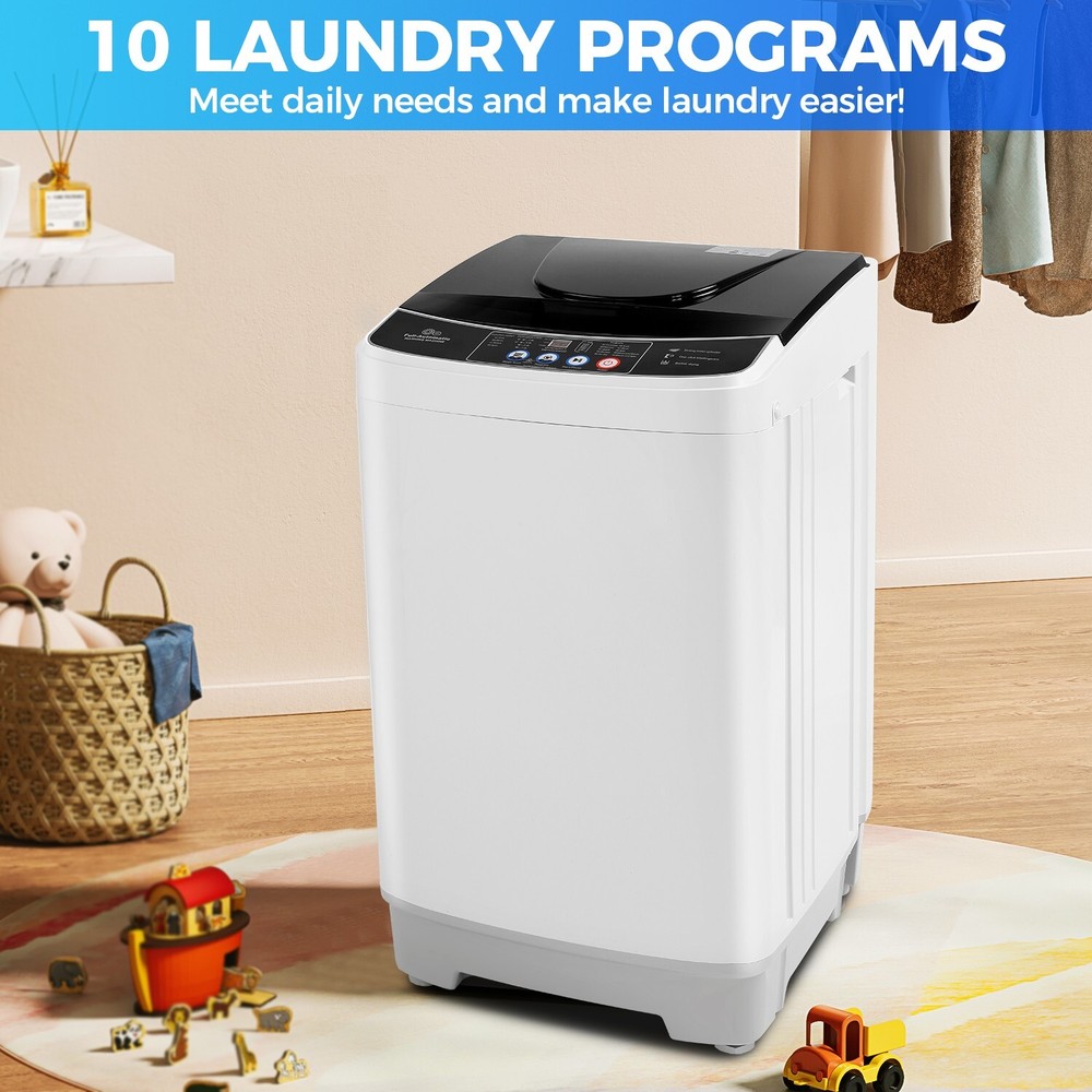 20lbs Full-Automatic Washing Machine with 10 Program Drain Pump Portable Washer-