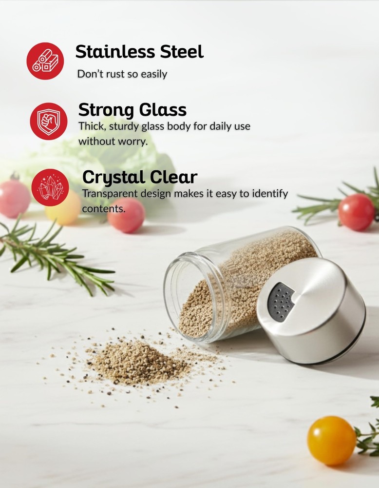 Multi-Function Stainless Steel Salt & Pepper Shaker with Adjustable Sprinkler...