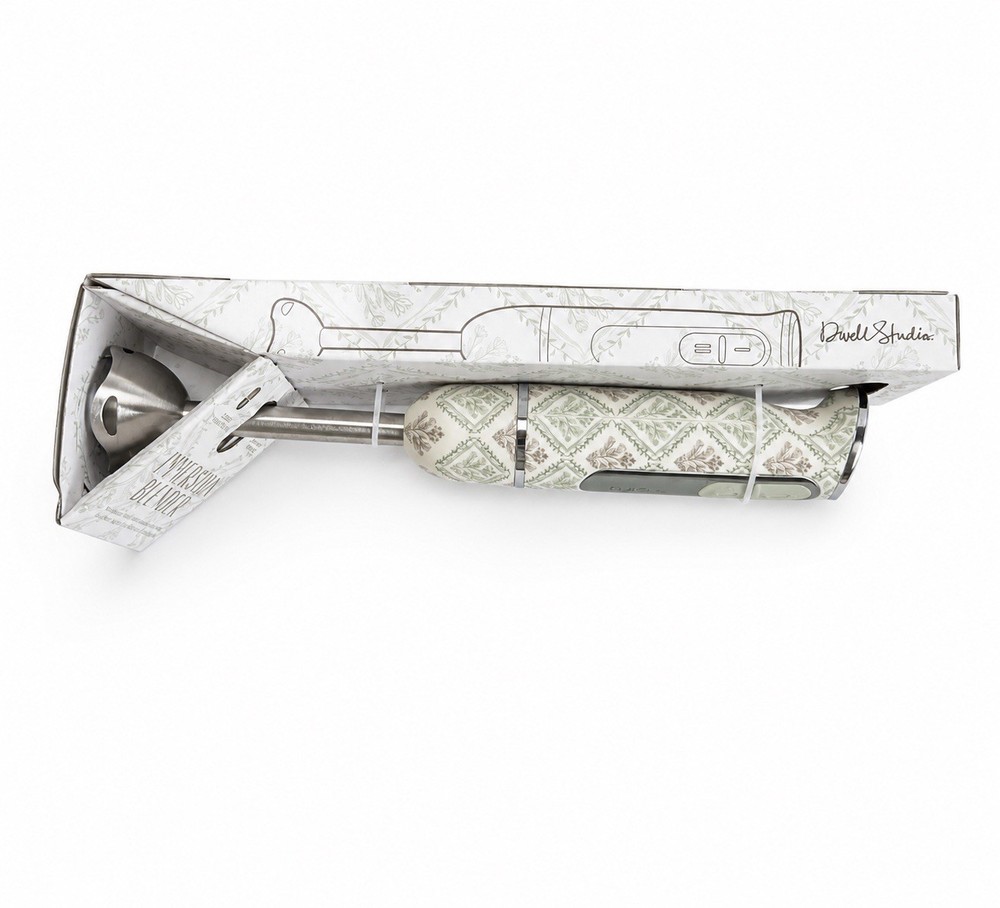 NEW DwellStudio Immersion Blender-Floral Pattern-500 Watt 2 Speed Motor