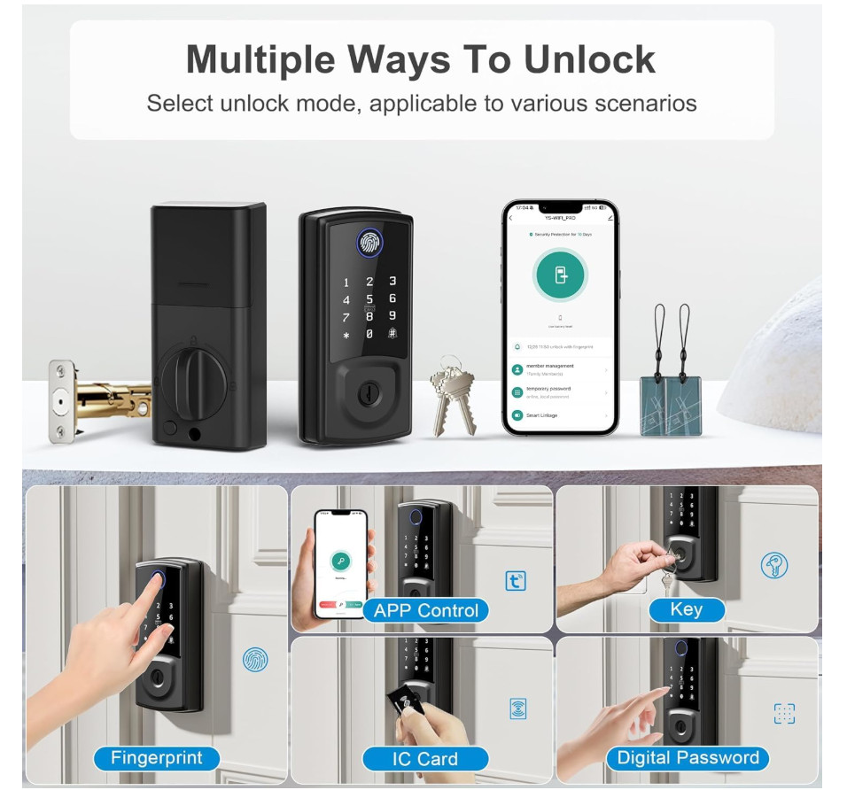 Smart Door Lock, Keyless Entry Security Smart Deadbolt with Touchscreen Keypad