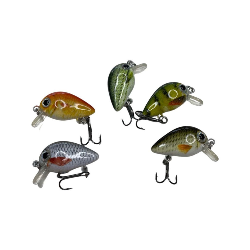 5 pcs set 0.1 oz / 1” mini crank baits - moss