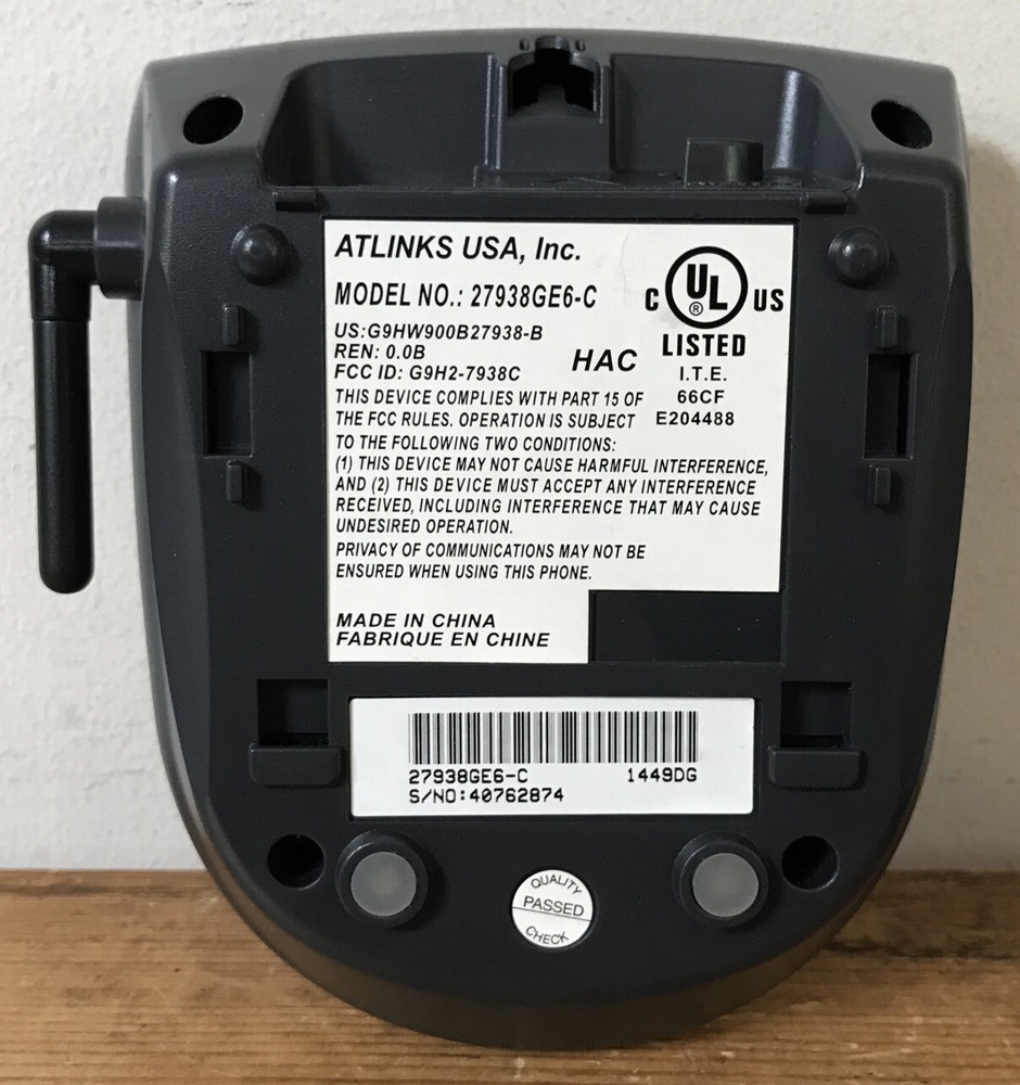 Wireless GE 27938GE6-C Replacement Phone Base Plug + Phone Line ONLY