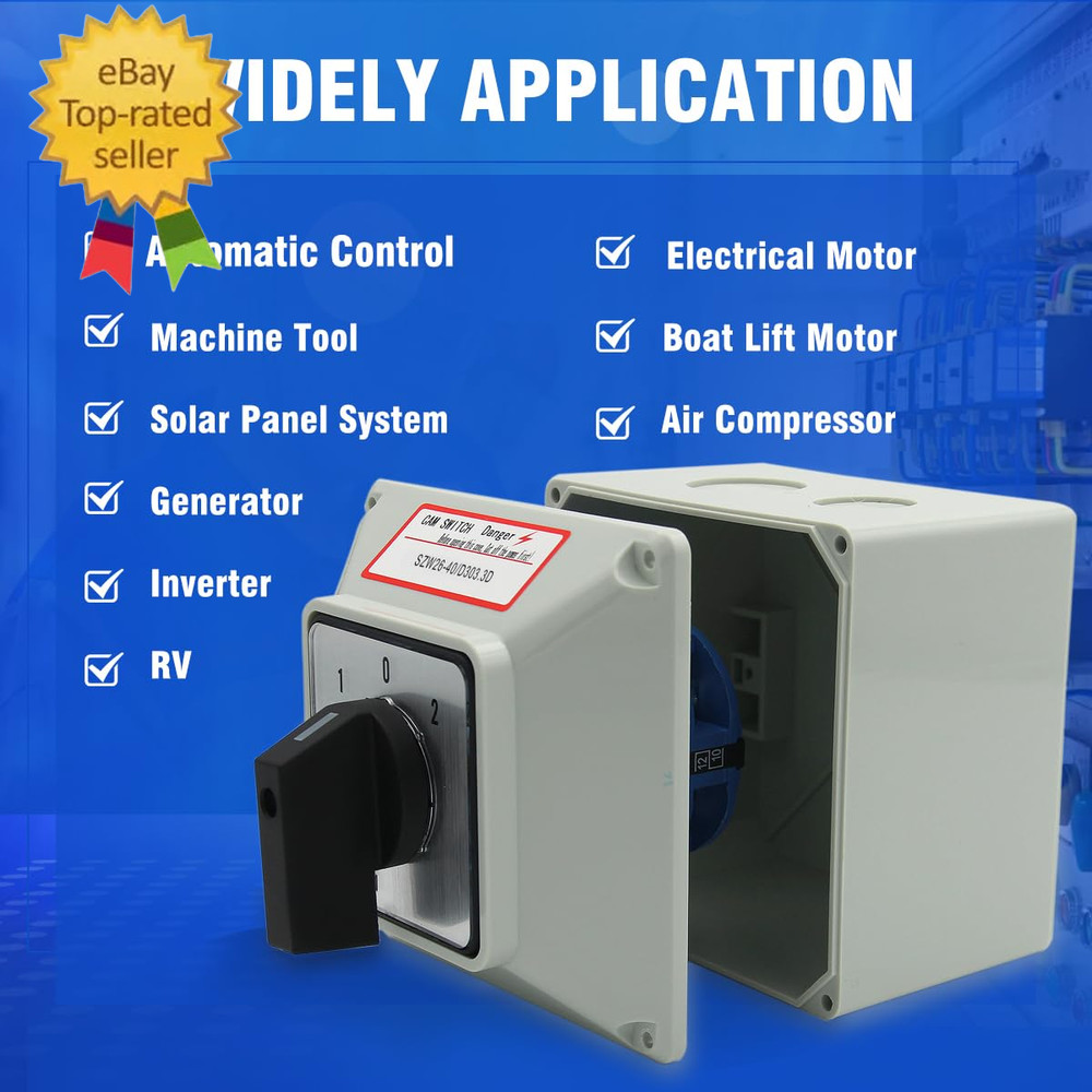 40A Rotary Changeover Switch with Exterior Box, 3 Position 3 Phase 12 Terminals