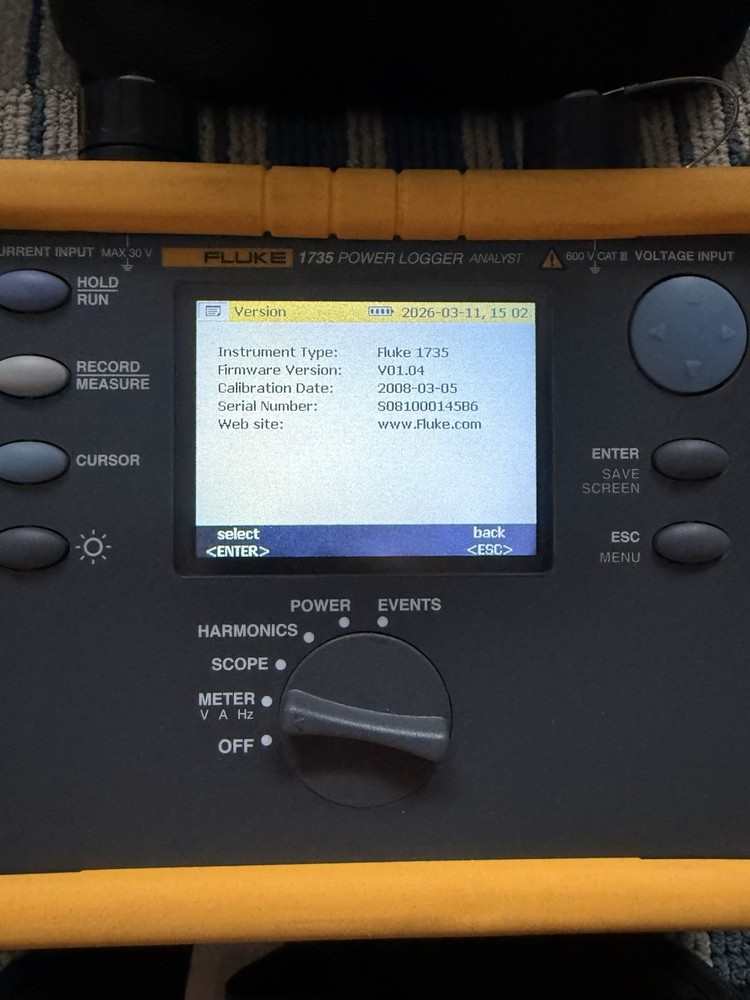 Fluke 1735 Three-Phase Power Logger w/ All Accessories