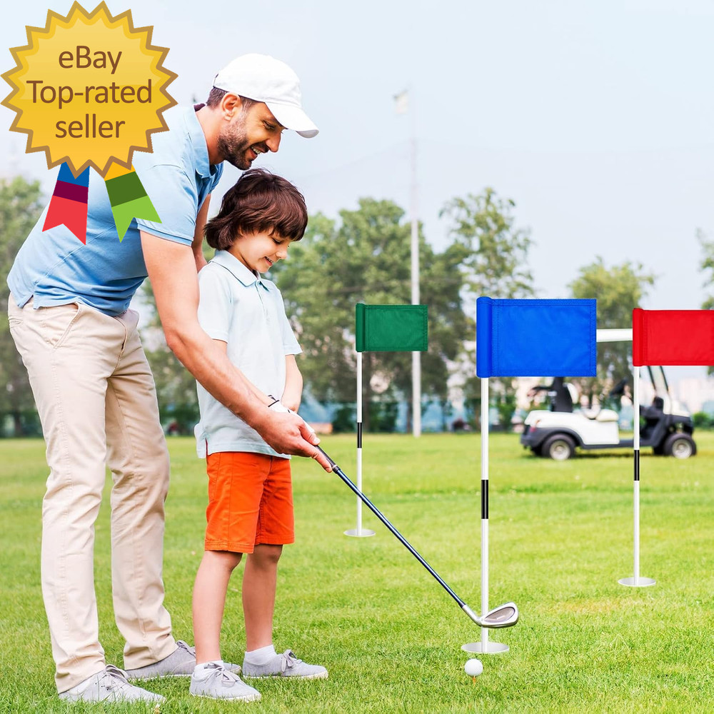 12 Pcs Solid Golf Flag Target Flag with Tube Inserted Waterproof Putting Green