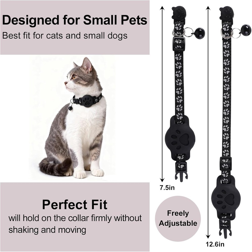YeQIENGC GPS Cat Collar with Bluetooth Tracker Holder - Breakaway Adjustable (7.