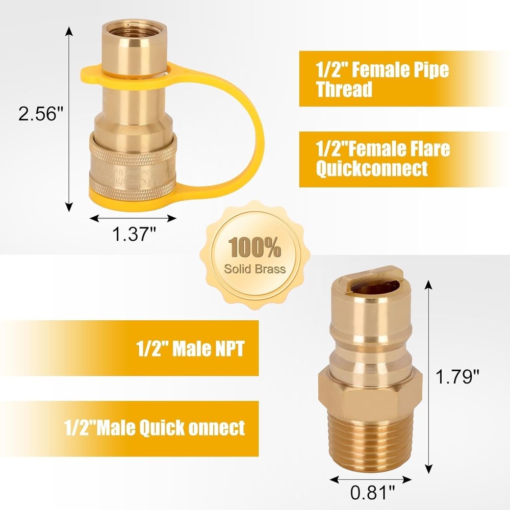 Brass Quick Connect Kit - 1/2" for Portable Generator