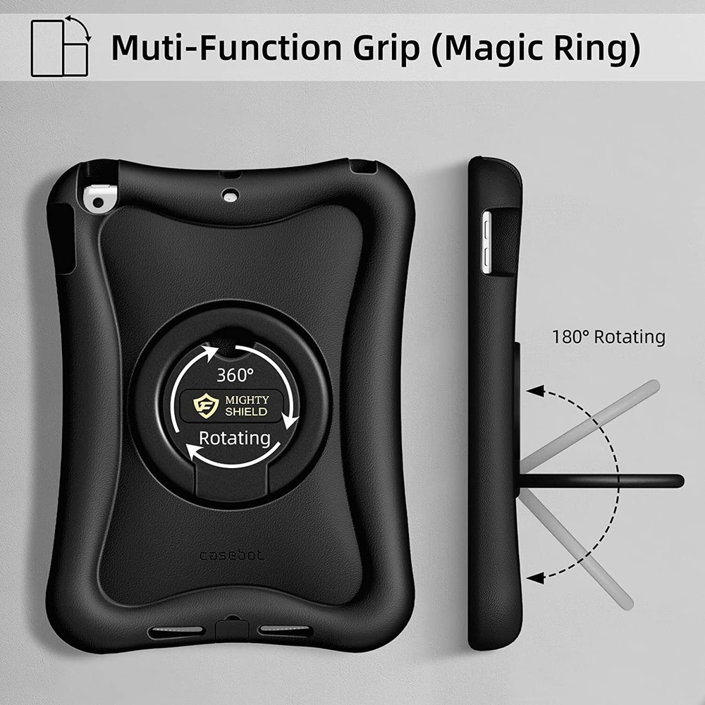 For iPad 9th/8th/7th Gen Rotating Stand Case Rugged Cover with Screen Protector