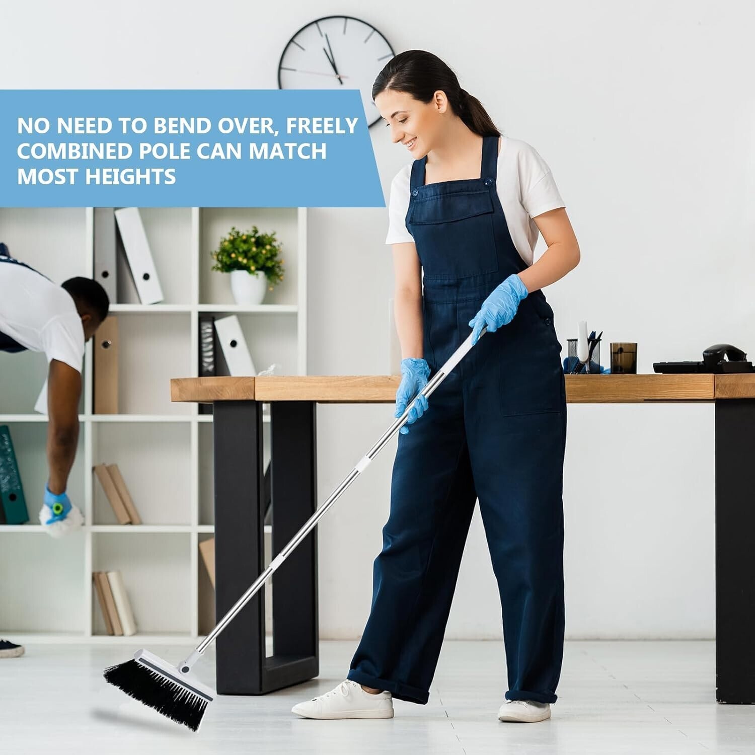 3-In-1 Broom And Dustpan Set 180 Degree Rotatable Broom Dustpan Combo New