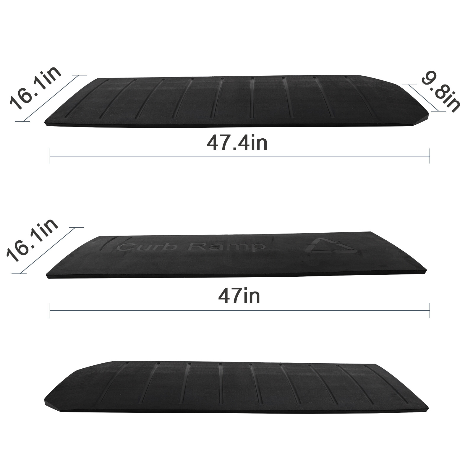 Extendable Curb Ramp for Driveway Garage 3 Pack Rubber Threshold Car Bridge