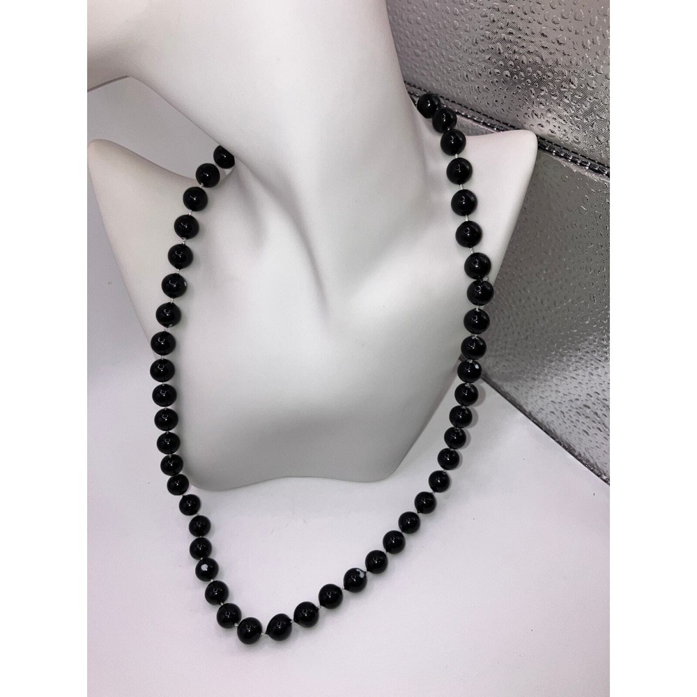 Black Distressed Beaded 24.25' Length Necklace!