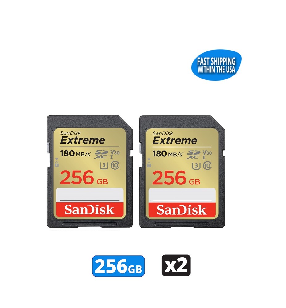 256GB Sandisk Extreme SD Memory cards for Camera Trail Camera/Computers (2 Pack)