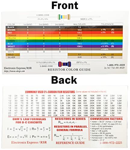 30 Pack Resistor Color Code Guide Cards for Standard and Precision Values - 6...