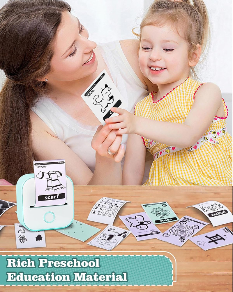 Sticker Printer - T02 Mini Portable Thermal Printer Inkless Sticker Maker Mac...