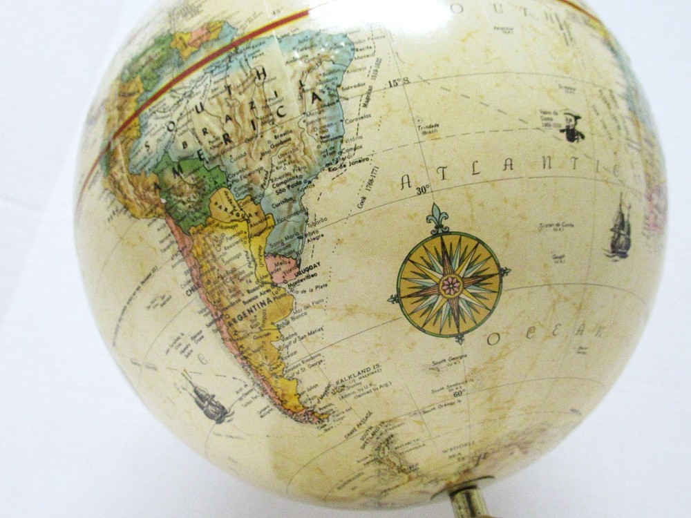 REPLOGLE GLOBES INC 9 INCH GLOBE WITH BAROMETER, TEMPERATURE, HYGROMETER VG