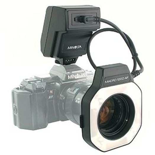 Minolta Macro Flash 1200 AF Control Unit w/ Manual Ring Macro Maxxum Tested