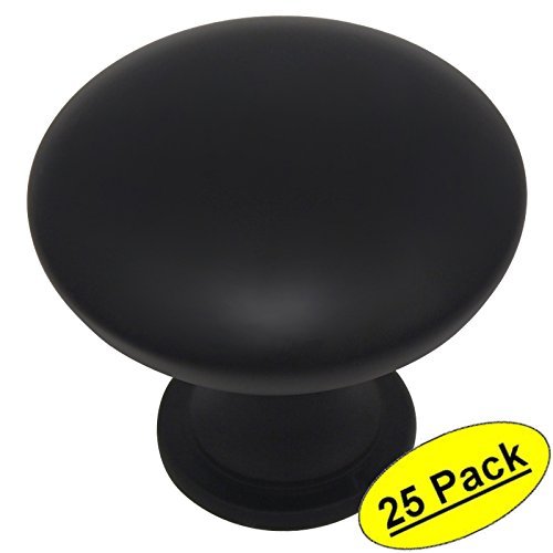 *25 Pack* Cosmas Flat/Matte Black Traditional Solid Round Cabinet Knobs #5305FB