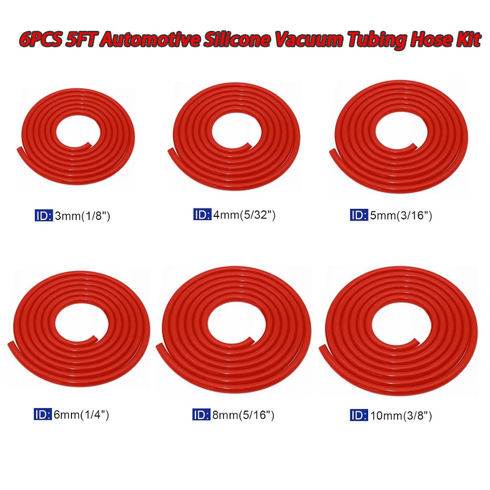 Vacuum Line Kit 6PCS 5Ft Vacuum Hose Automotive+113PCS Vacuum Line Connectors
