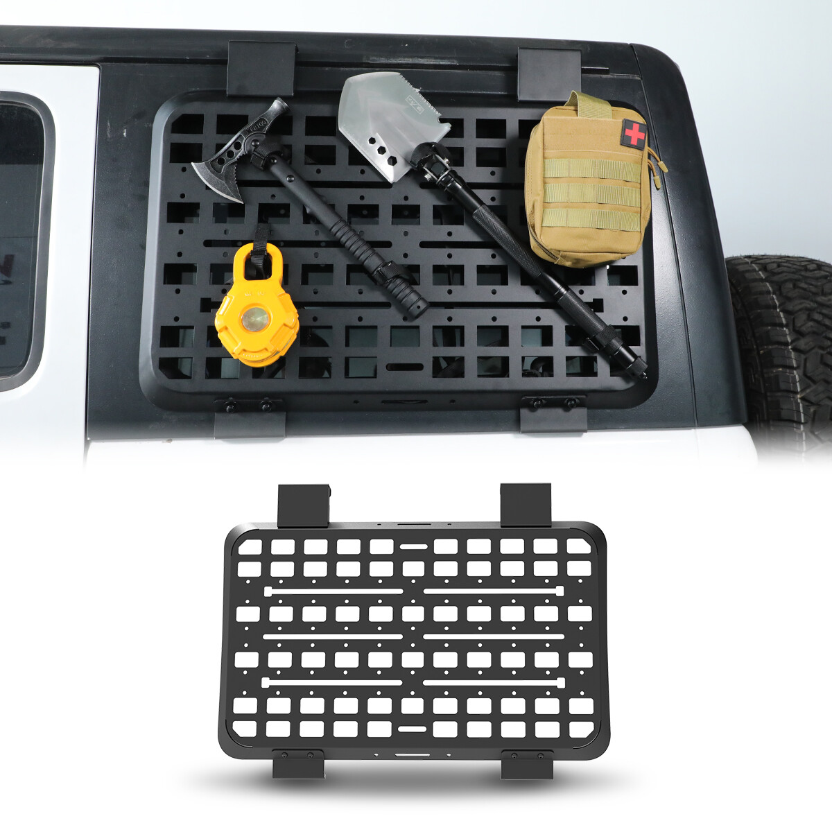 For Jeep Wrangler JL 2018-2026 4Door Rear Metal Window Storage Flank Molle Panel