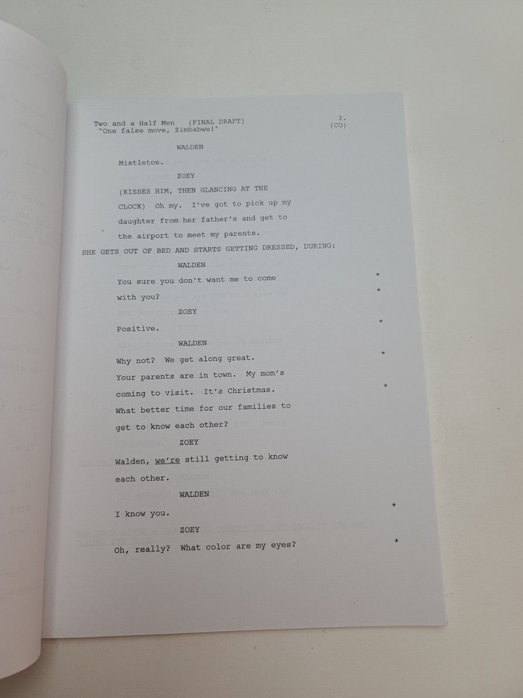TWO AND A HALF MEN / Jim Patterson 2003 TV Script "One False Move, Zimbabwe!"