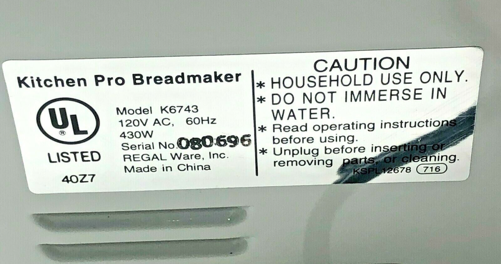 Hinge for Lid on Regal Kitchen Pro Breadmaker Model K6743