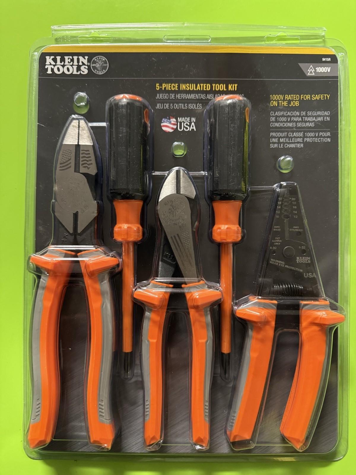 NEW Klein Tools 1000V 5-Piece Insulated Tool Kit Safety 9415R