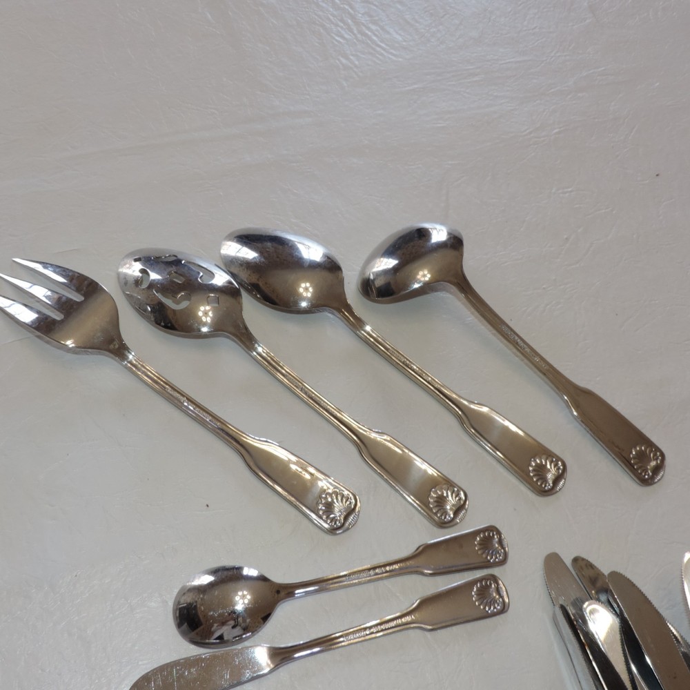 Cambridge SHELL Stainless Flatware 12 7-pc Place Settings + Serving 100 Pieces