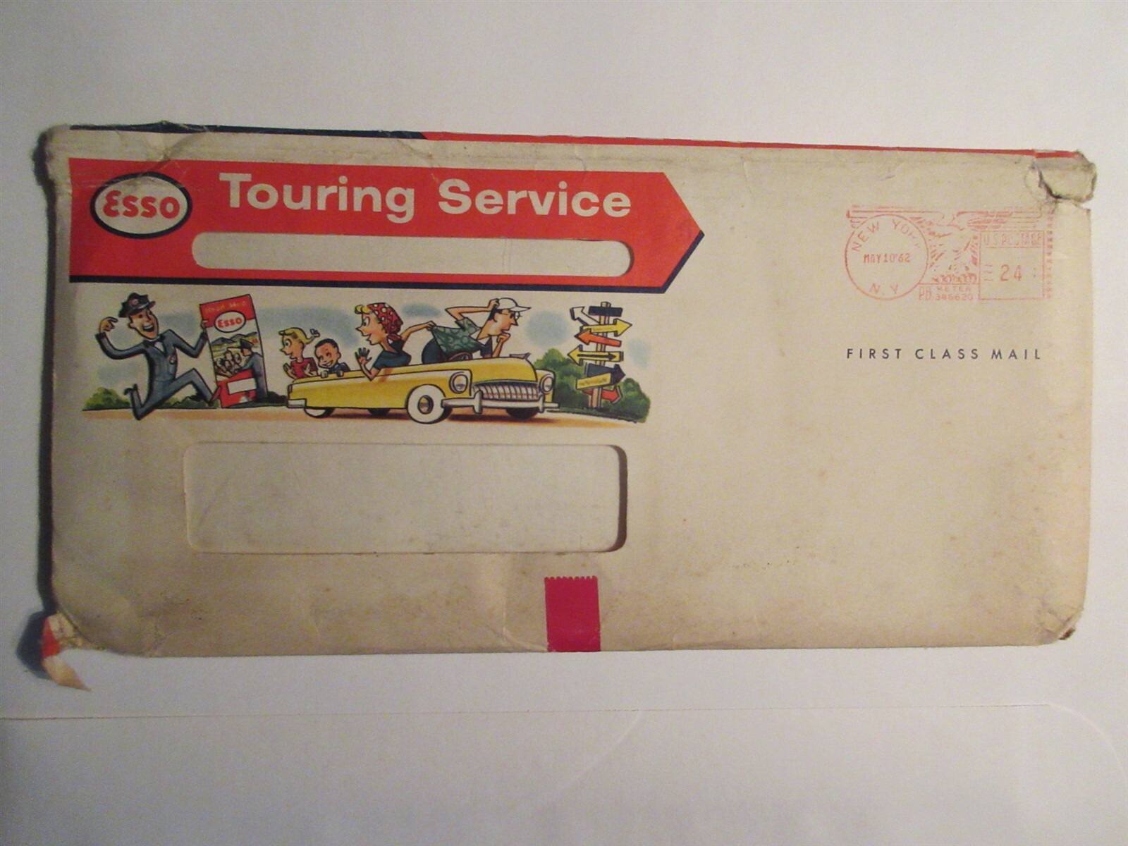 1962 Esso Touring Service Receipt / Map Folder Envelope for Travelers