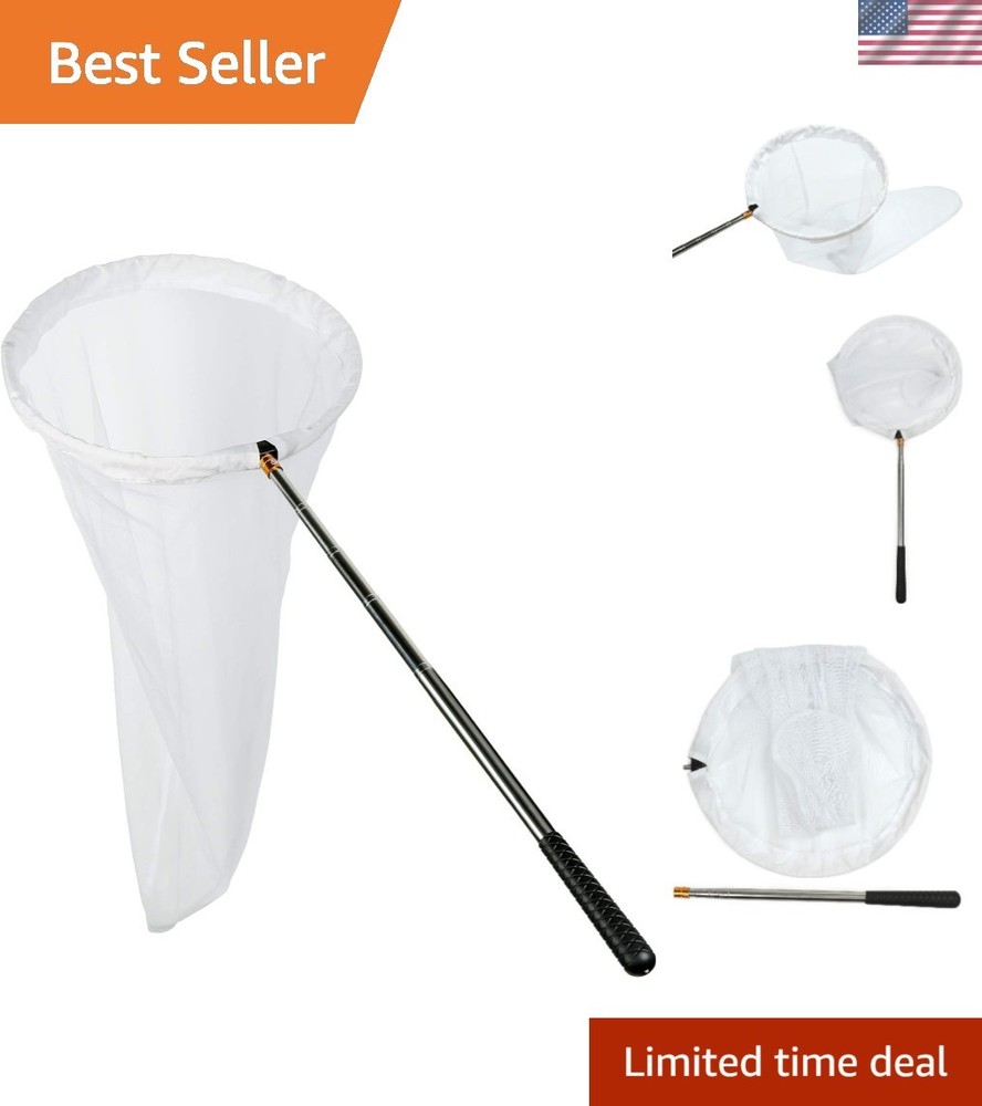 Lightweight Insect Catching Net - 24" Depth, 12" Ring & Telescoping Handle