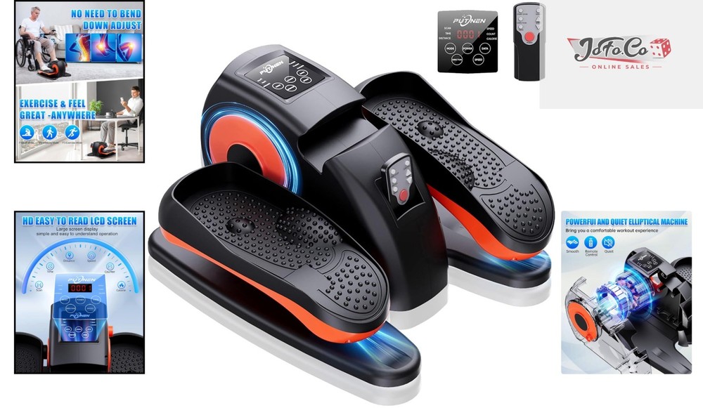 Compact Under Desk Elliptical Machine - 2 in 1 Workouts with Manual & Auto Modes