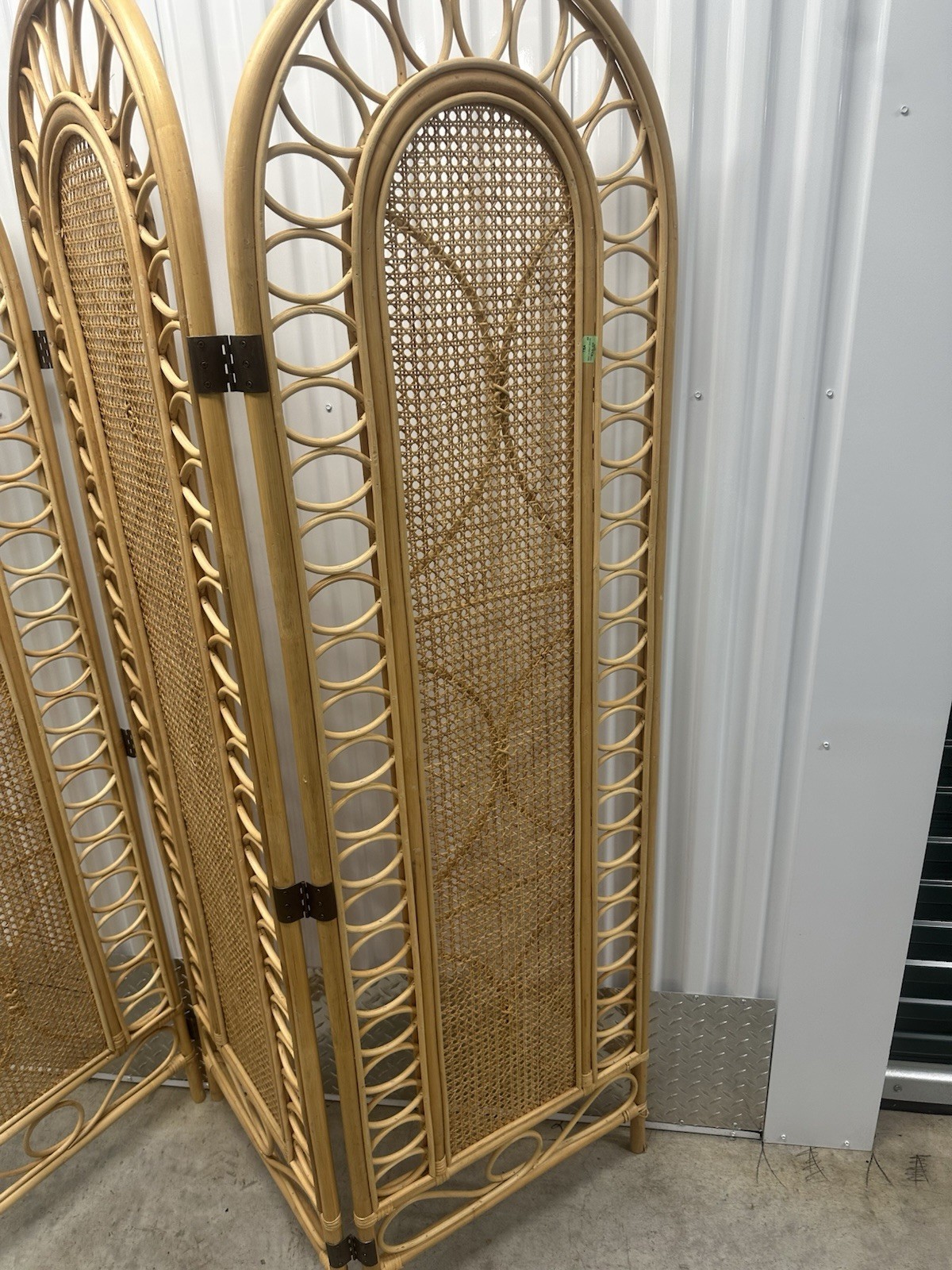 Vintage Boho Chic Bamboo Rattan 3-Panel Room Divider Screen MCM Retro