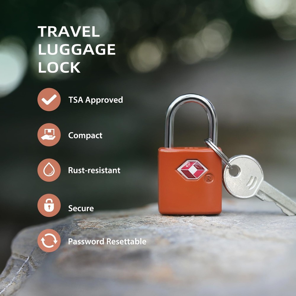 Luggage Locks TSA Approved 4 Pack, Small Lock with Key for Suitcase, Backpack...