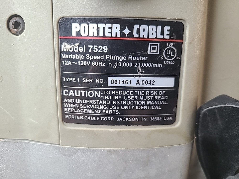 PORTER-CABLE 7529 Variable Speed Plunge Router 12amp 1/4" Collett