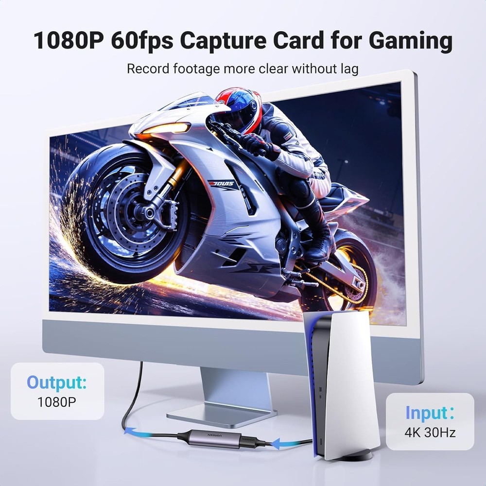 Portable USB C Capture Card for Streaming - Compatible with PS5, Xbox, Switch