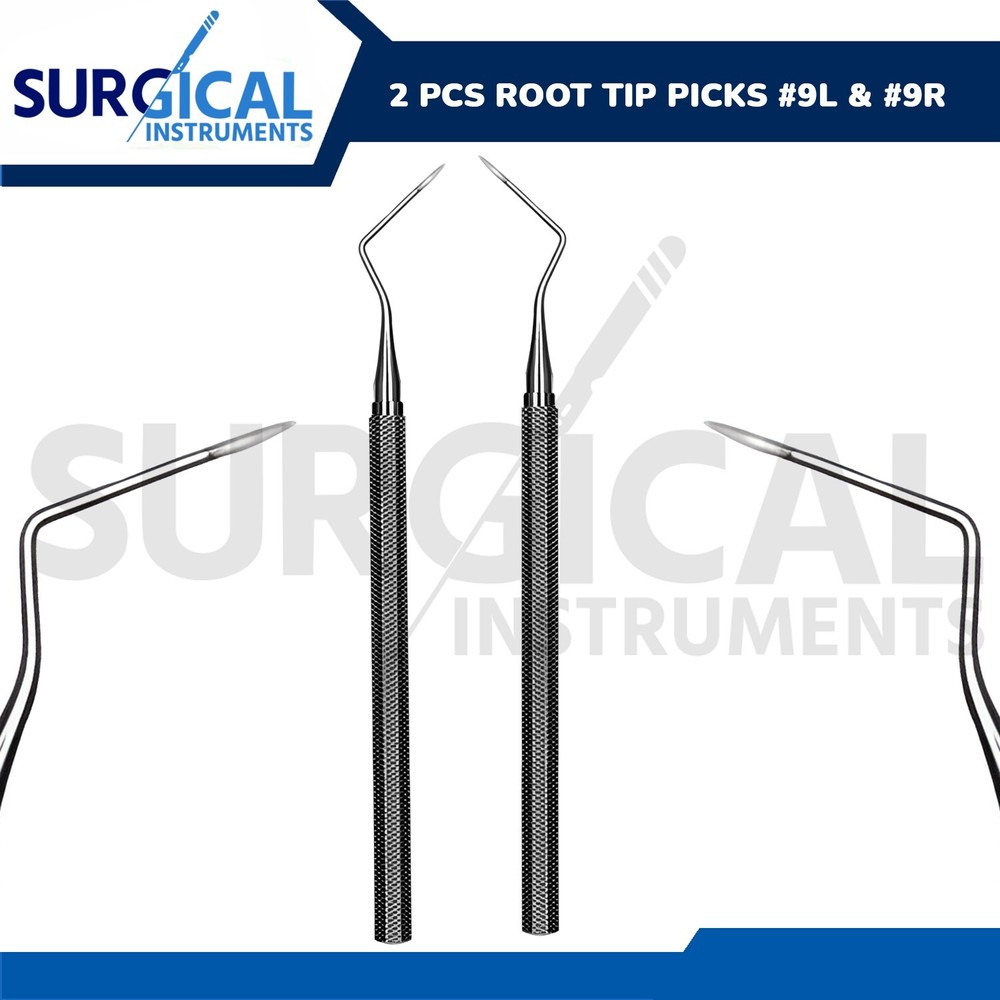 2 Pcs Root Tip Picks #9L & #9R Dental Elevator Instruments German Grade