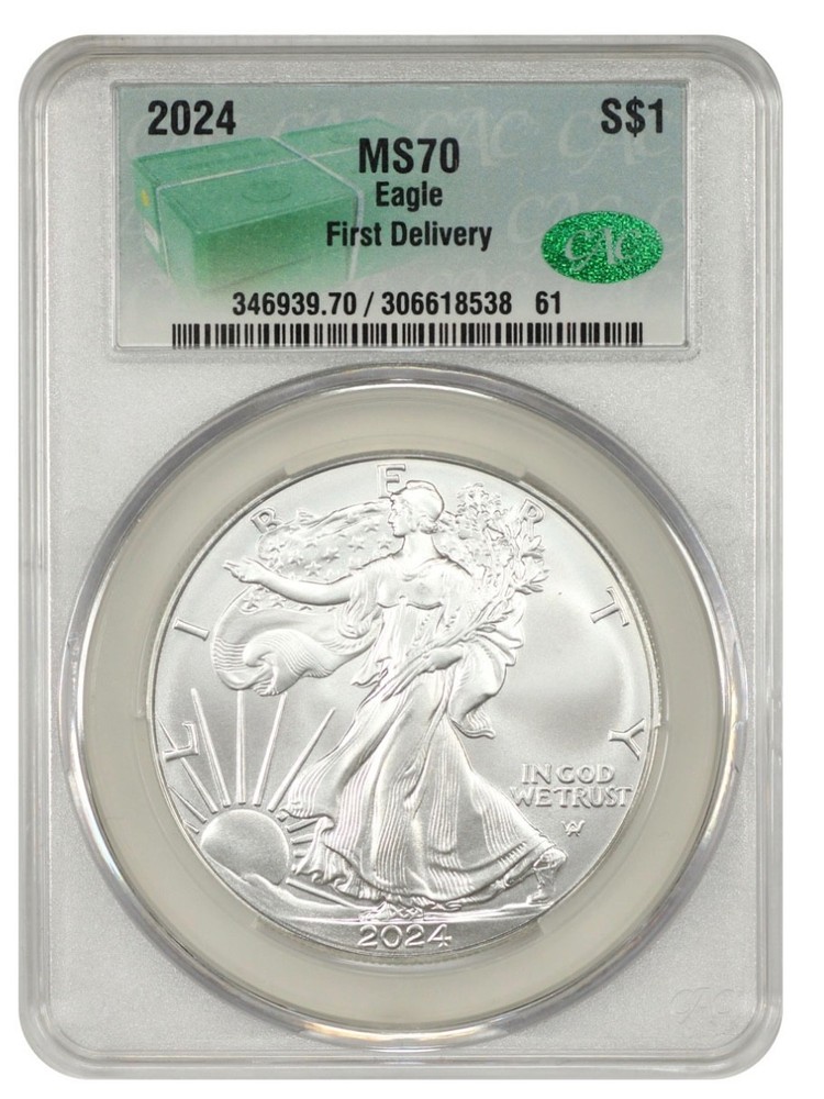 2024 $1 Silver Eagle CACG MS70 First Delivery (Monster Box Label)