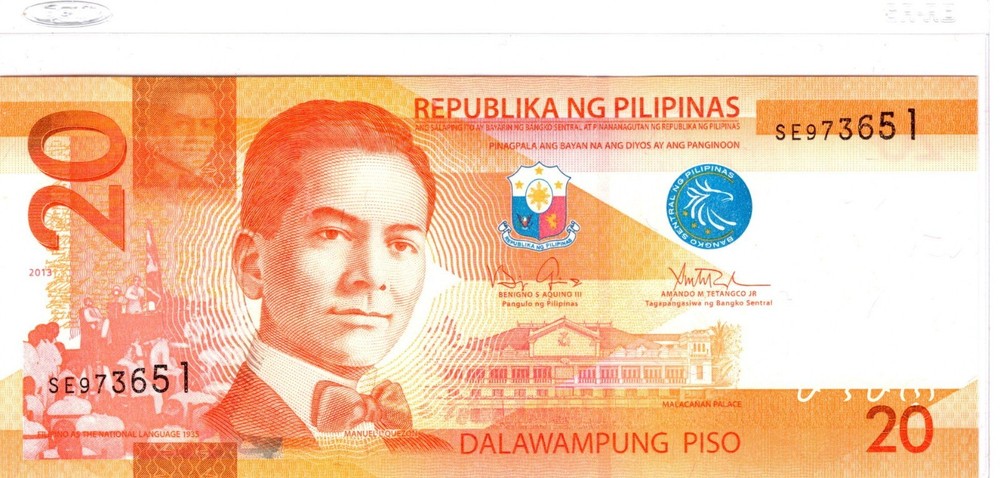 Philippines 20 Piso 2013 P 206 UNC SE973651